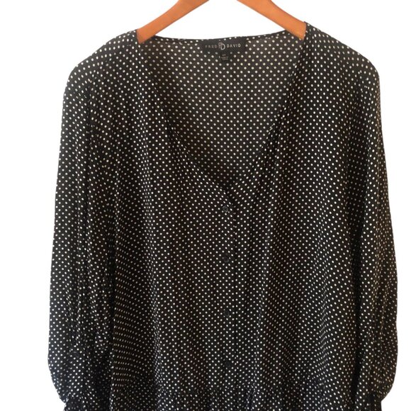 Women's Plus Size Fred David Black & White Polka Dot Blouse Size 2X - Picture 2 of 5